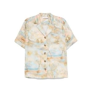 Zimmermann Tropical Print Short-Sleeved Shirt With Classic Collar - NWT